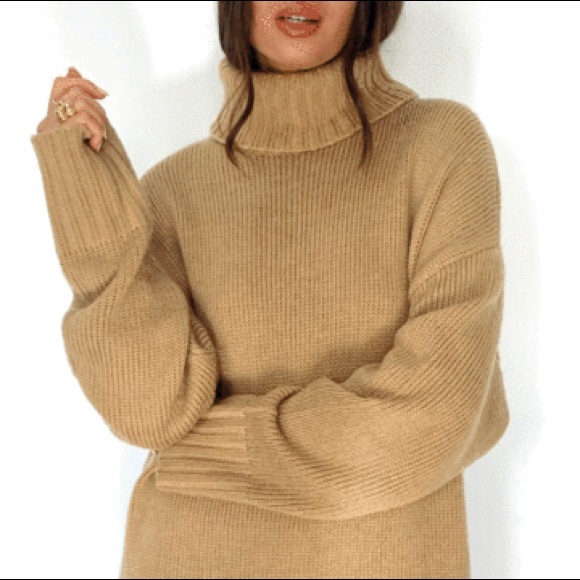 Pretty Lavish - NWT - Lina Jumper Sweater Dress S/M Camel - Picture 2 of 3